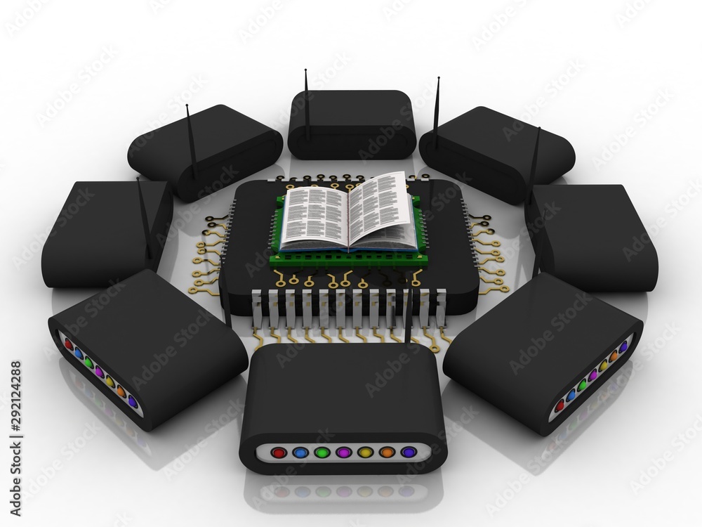 Poster 3d rendering transmitter wifi