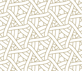 Seamless pattern with abstract geometric line texture, gold on white background. Light modern simple wallpaper, bright tile backdrop, monochrome graphic element