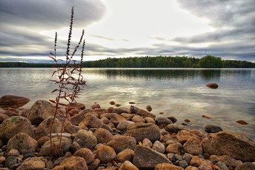 Beautiful rocks in empty beach