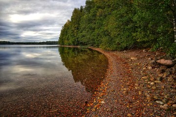 Empty beach in autumn afternoon