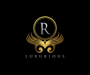 Gold Luxury Boutique R Letter logo