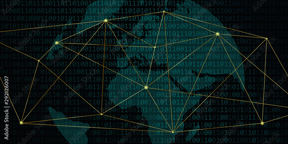 Aufkleber digital network world with binary code background vector illustration EPS10