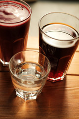 Alternative coffee and a berry smoothie.