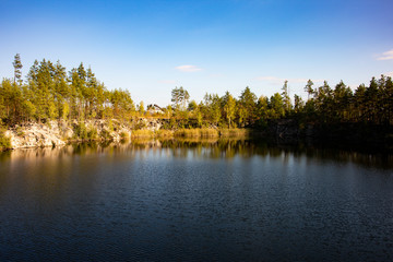 Trees reflected in the lake