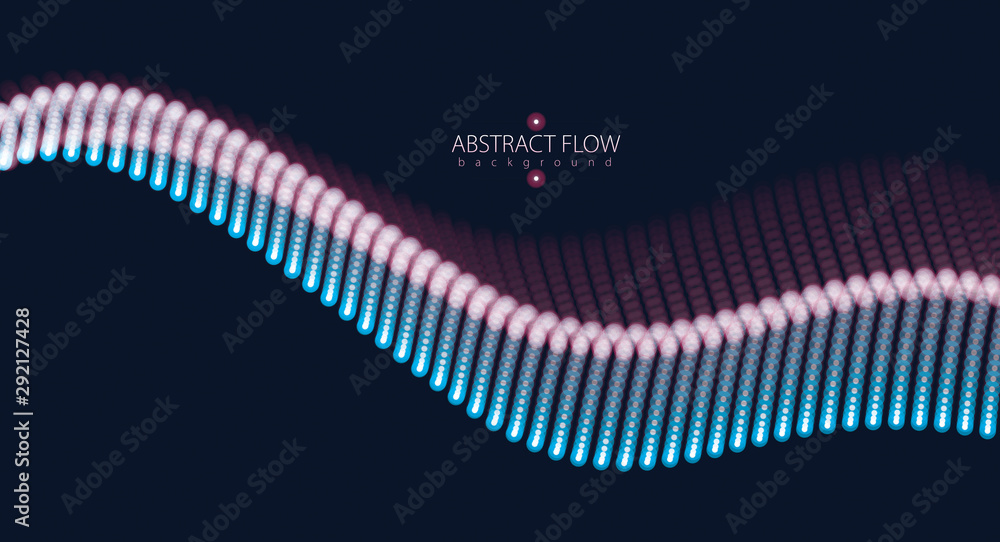 Poster abstract background with dynamic particles sound wave. vector abstract dark background. mesh of glow