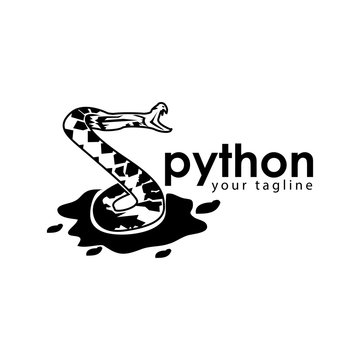 Black python logo template. Black python Monogram	