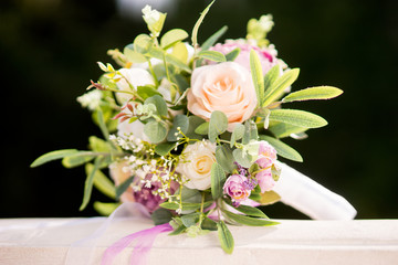 Beautiful bridal bouquet. Natural light shot in sunny day.
