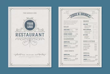 Fotobehang Fresh retro template for  restaurant menu design. Vector layered. © Roverto