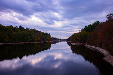 River landscape in the evening