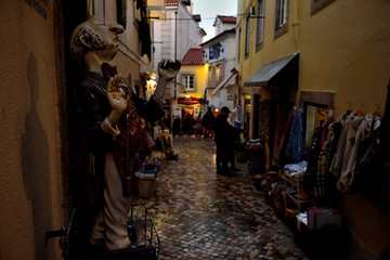 Sintra, Portugal - February 15, 2019: shopping street of the town of Sintra