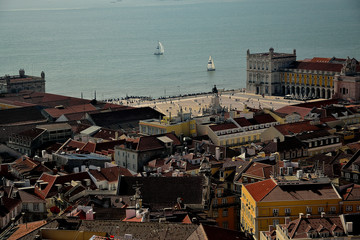 Aerial view of the Commerce Square in Lisbon