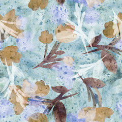 Floral seamless pattern. Watercolor background.