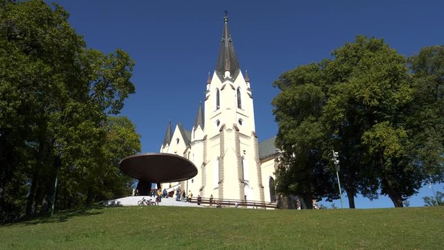 View of the church on Marianska mountain in Levoca city in Slovakia