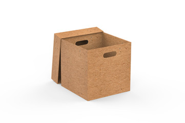 Empty brown cardboard box packaging container for transportation, storage and keeping, hard paper box mock up template on isolated white background, 3d illustration