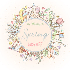 Hand drawn spring card