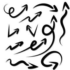 Isolated vector hand drawn arrows set on a white background