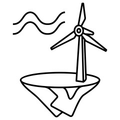 wind mill vector icon in outlines. Black aesthetic contour.	