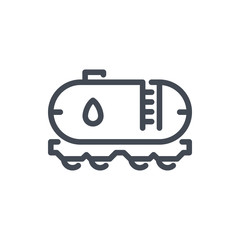 Oil and gas railway transportation line icon. Train with cistern vector outline sign.