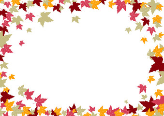 Naklejka na ściany i meble Photo frame with bright autumn leaves.