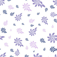 Seamless pattern with colorful flowers on a white background.