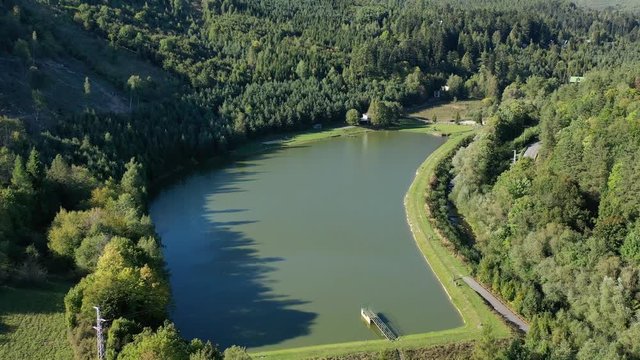 Aerial view of dam in Levoca city in Slovakia