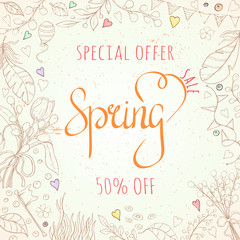 Hand drawn spring card