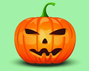 Unhappy Halloween pumpkin in vector