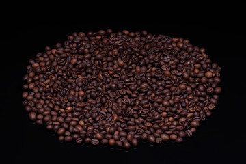 coffee beans on black background