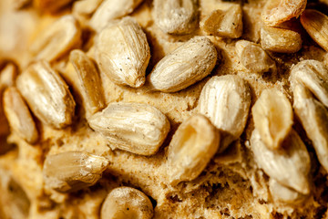 Close up of tasty sunflower bread rolls from Denmark
