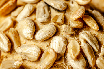 Close up of tasty sunflower bread rolls from Denmark
