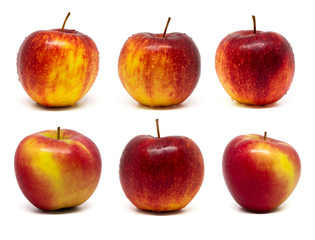 Red apples set collection isolated on white background.