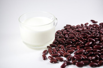 red beans and milk isolated on white background