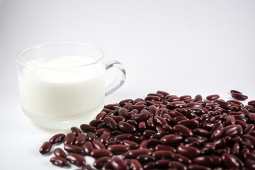 red beans and milk isolated on white background