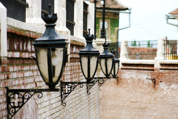 street lamp in front of old building