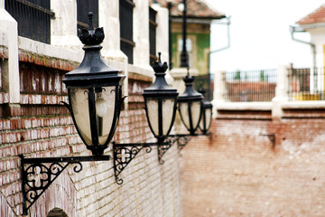 street lamp in front of old building