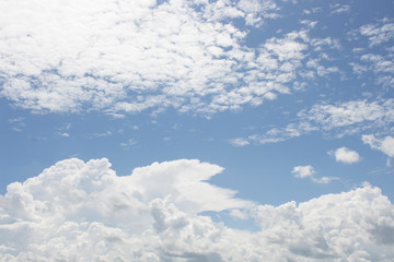 Bright blue sky with white clouds for background or wallpapers