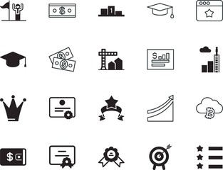 success vector icon set such as: authority, science, review, template, management, cartoon, emblem, shadow, general purpose, power, drawing, innovation, statistics, electronic, abstract, human, value