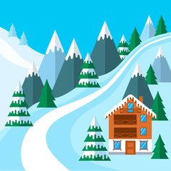 Ski season in the winter Alps. the ski resort is open.