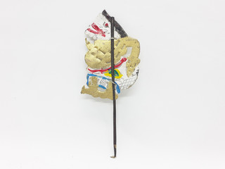 Indonesian Traditional Ethnic Artistic Vintage Handmade Leather Shadow Puppet in White Isolated Background