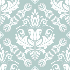 Fototapeta premium Classic seamless pattern. Damask orient ornament. Classic vintage light blue and white background. Orient ornament for fabric, wallpaper and packaging