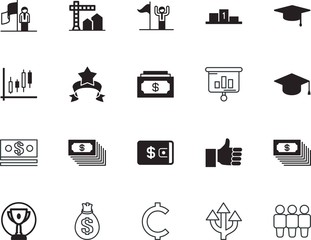 success vector icon set such as: partnership, pedestal, confused, street, crossroad, organization, yellow, honor, awards, split, bills, change, bright, day, strategy, equipment, path, data, point