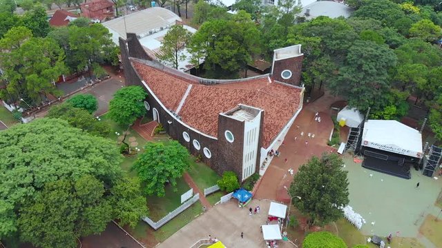 Cathedral San Blas, Church (Ciudad del Este Paraguay) aerial view, drone footage