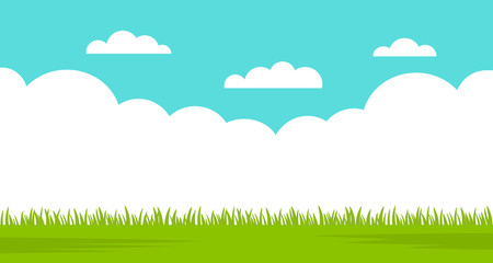Beautiful summer landscape - blue sky and green grass. vector