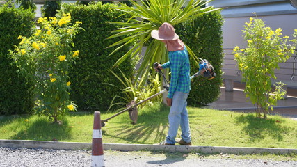 Gardener Using Strimmer 