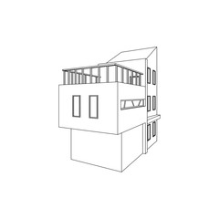 Blue Print, sketch modern architectural black and white isolated images