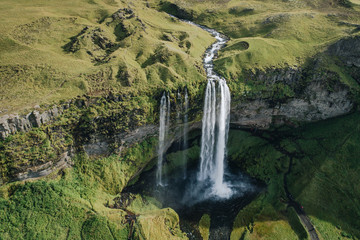 Seljalandsfoss Waterfall Aerial View