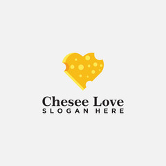 cheese love vector logo icon template