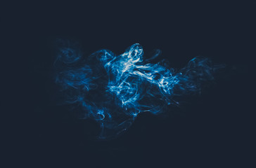 abstract blue smoke cloud on dark background