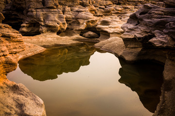brown rock canyon at Sam Phan Bok, Thailand