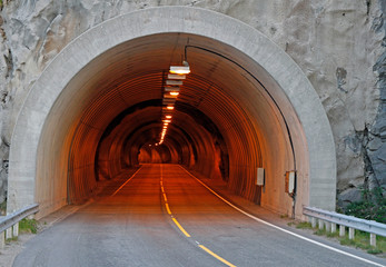 the road tunnel on Lofoten islands in Norway